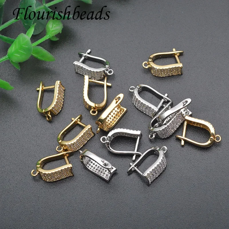 Imagem -06 - Paved Metal Brinco Ganchos cz Beads Cor Prata Leverback Earwire para Jóias de Qualidade Luxo Novo Design cz