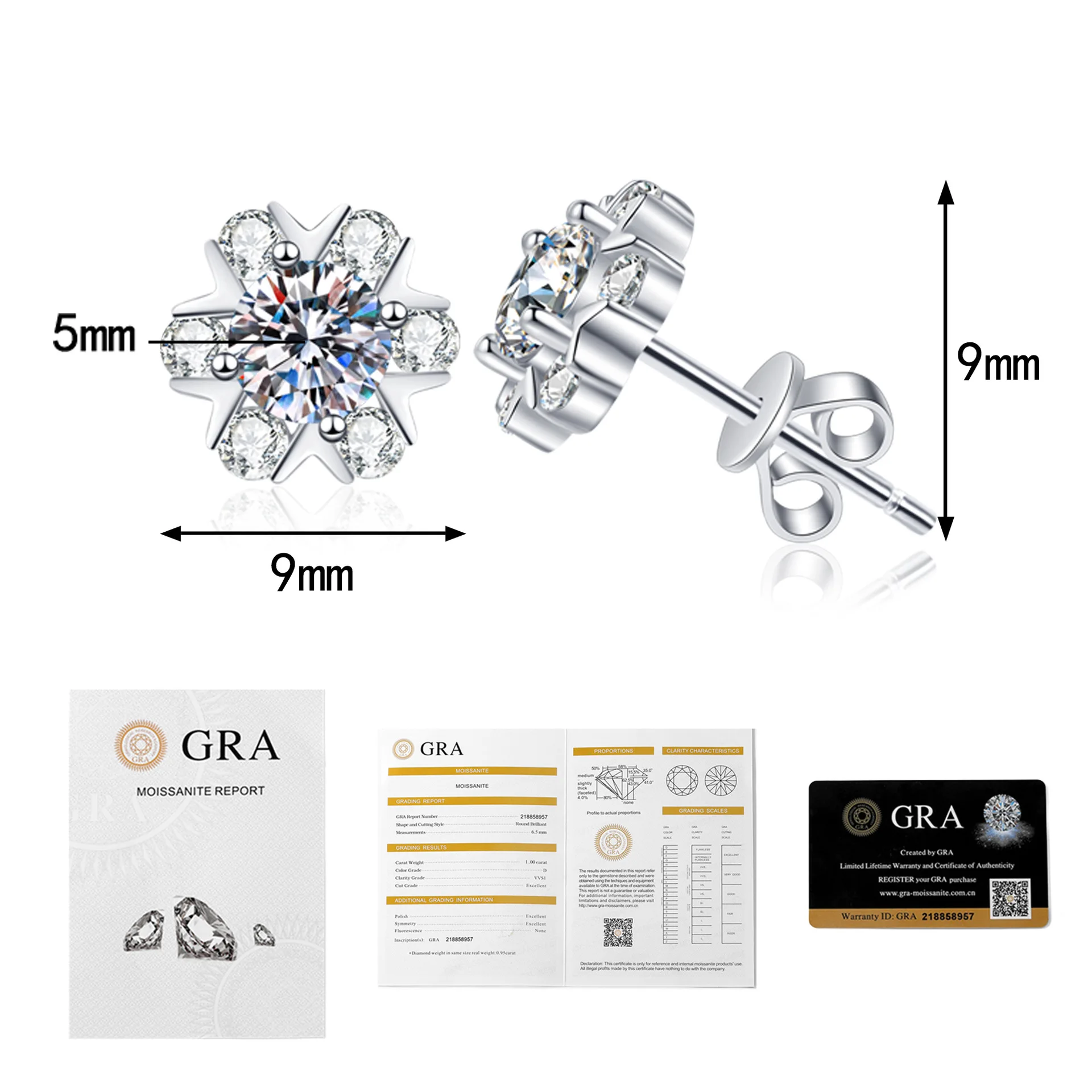 LioraGem Exquisite Snowflake High-Grade Moissanite Stud Earrings, Luxury Versatile Women’s Jewelry Platinum PT950 Stamp