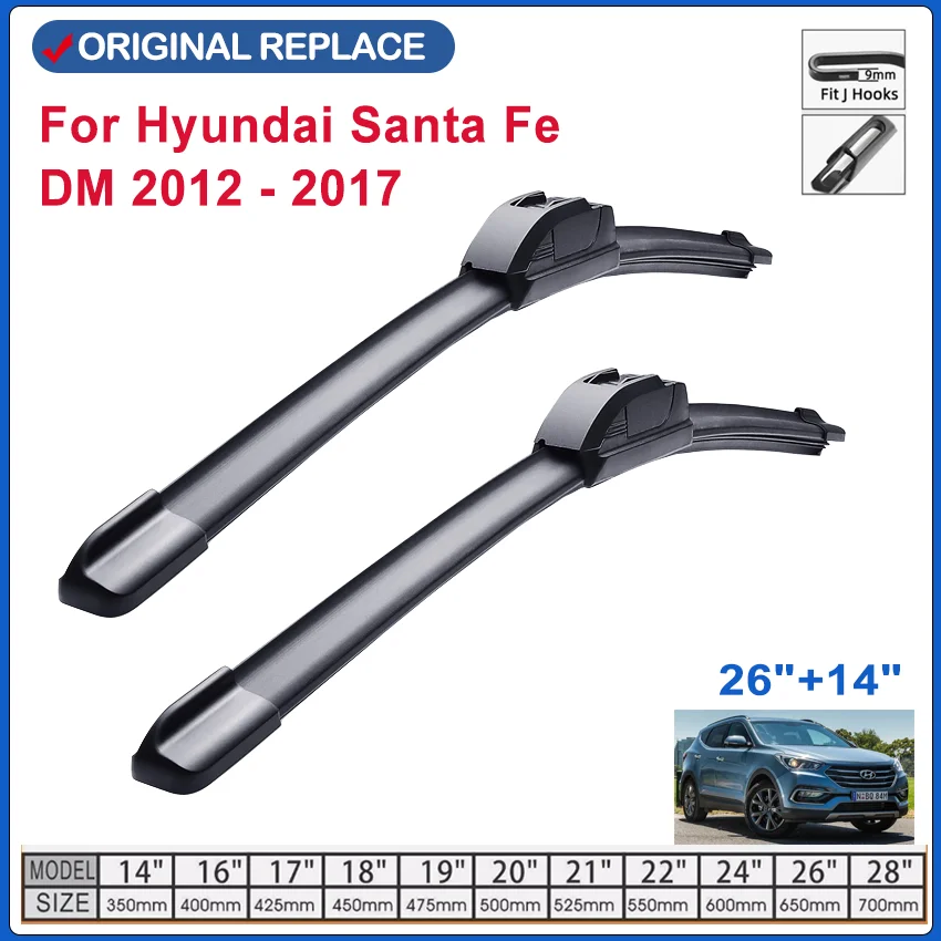 Car Wiper Front Window Wiper Blades Set Kit For Hyundai Santa Fe DM 2012 - 2017 Windshield Windscreen Wiper 26