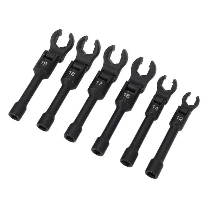 

6PCS Crows Foot Wrench Set 1/2 Inch and 3/8 Inch Drives Metric 180° Flexible Head Crowfoot Flare Nut Wrench Set for Nut Removal