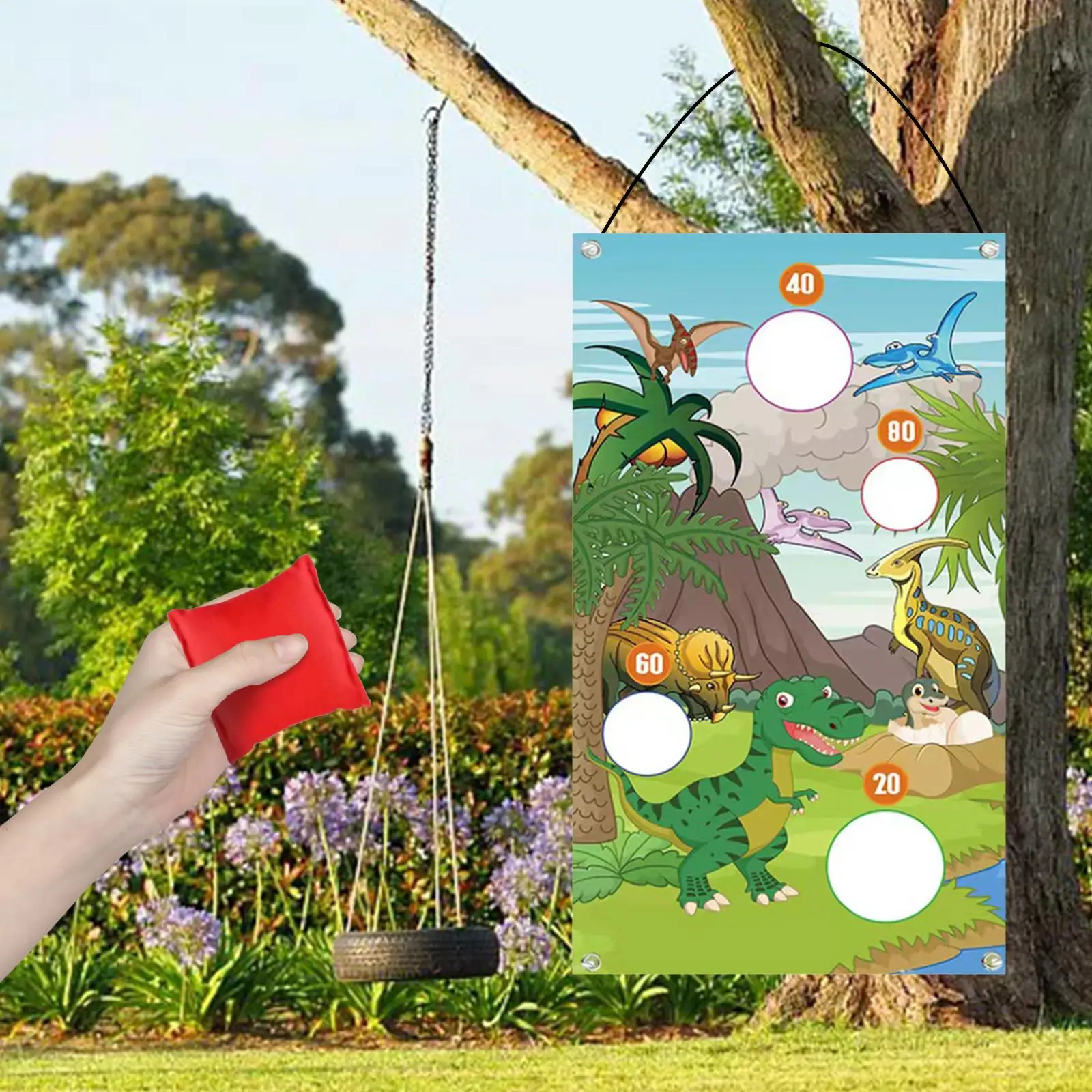 Dinosaur Throwing Game Banner Party Favors Toys Decorations Camping Game Carnival Games for Outdoor Party Picnic Kids Gifts