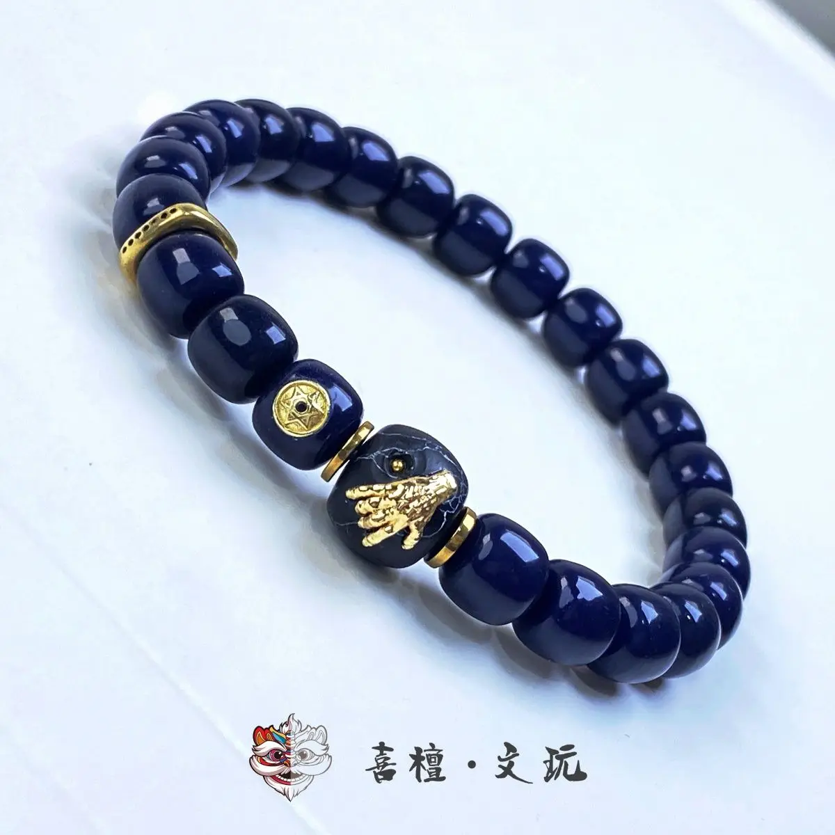

Blue Indigo Mud Ancient Method for Color Natural Bodhi 9*8MM Hand String Devil Hand Accessories Joker Ins Single Circle Bracelet