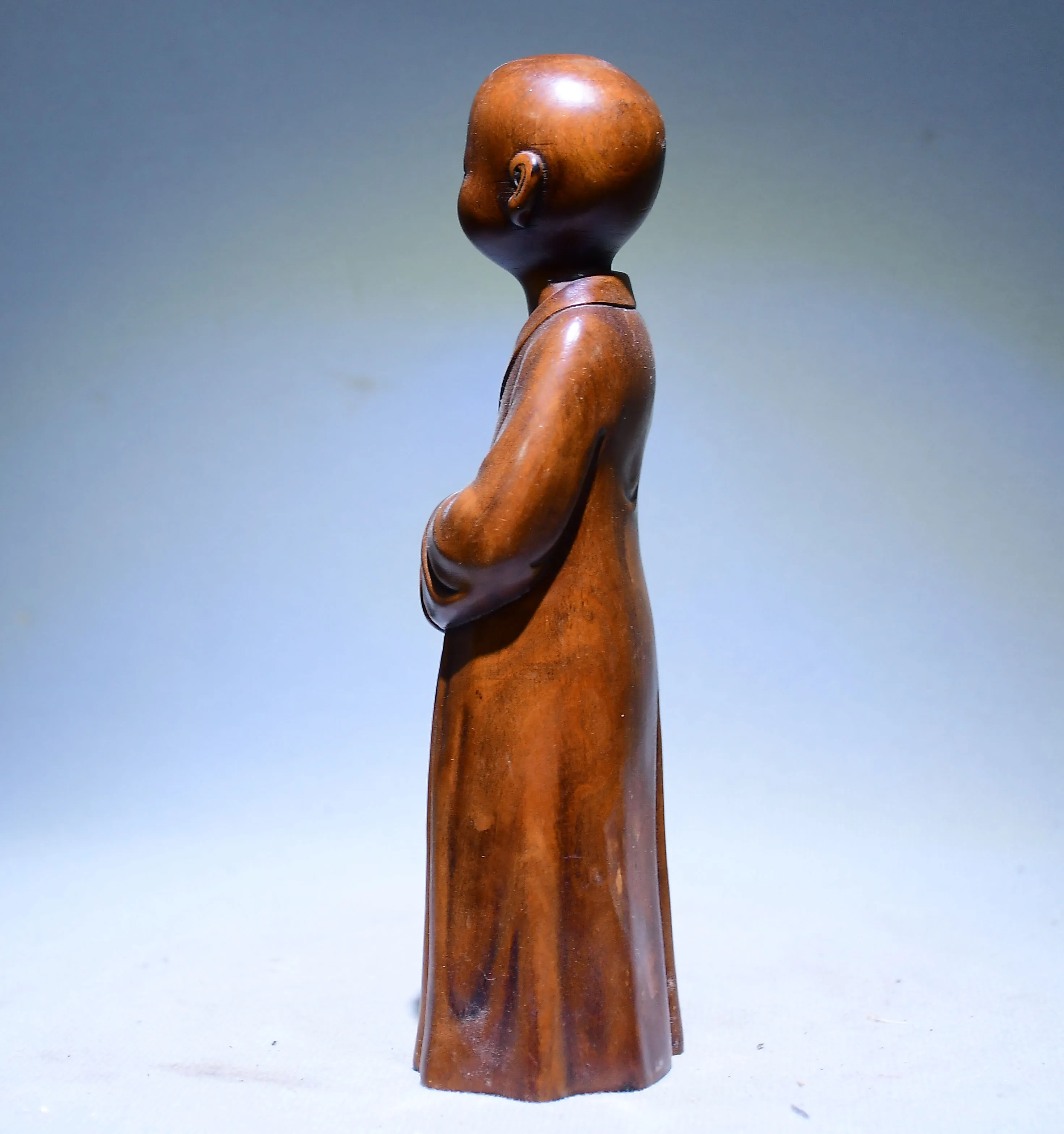 Old Boxwood Ask the Way Little monk young Buddhist monk Standing Buddha Amitabha study screen Amass wealth Ornaments Exorcism