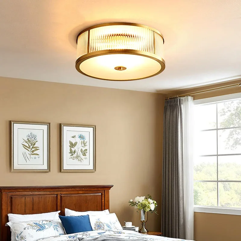 

American Modern Brass Ceiling Light Round High Lumen for Master Bedroom Study Kids Room Lighting Led Lights Ceiling Light