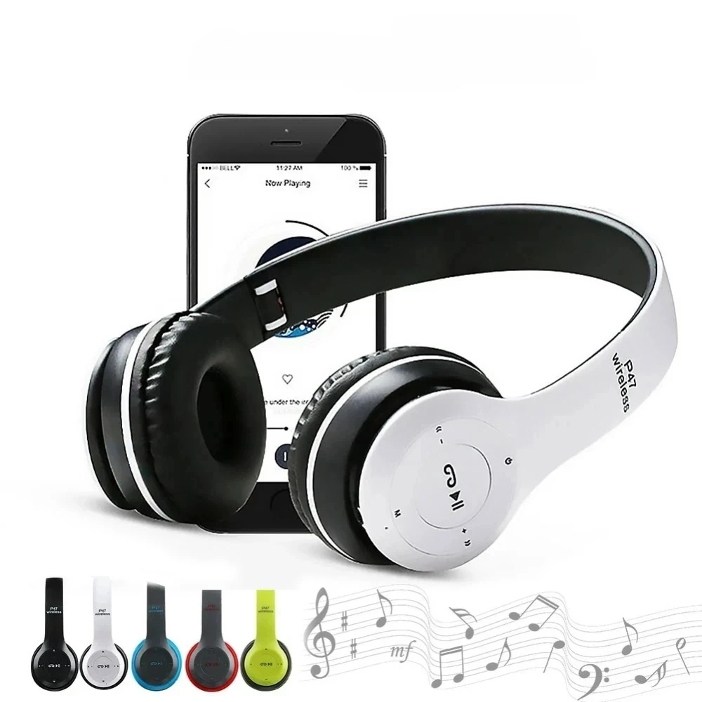 P47 dobrável sem fio bluetooth 50 alta fidelidade estéreo baixo fones de ouvido para música jogos crianças meninas smartphone dispositivo áudio