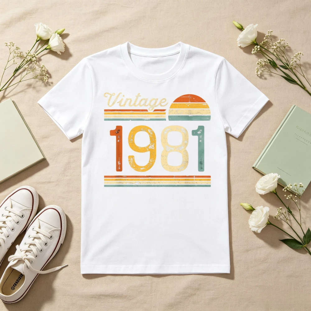 Vintage Born in 1981 Birthday Gift Years Old Men Women T-Shirt Casual Fashion Loose Harajuku Clothing Summer Short Sleeve Tees