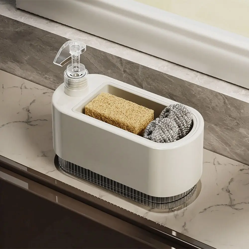 

Plastic Kitchen Soap Dispenser with Sponge Holder Leak-Proof Detergent Dispenser Cleaning Tool Hand Soap Pump