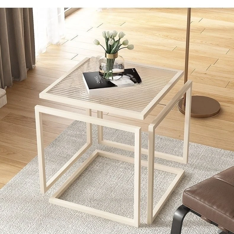 Light luxury living room Small apartment Home Modern simple rental room Glass suspended coffee table
