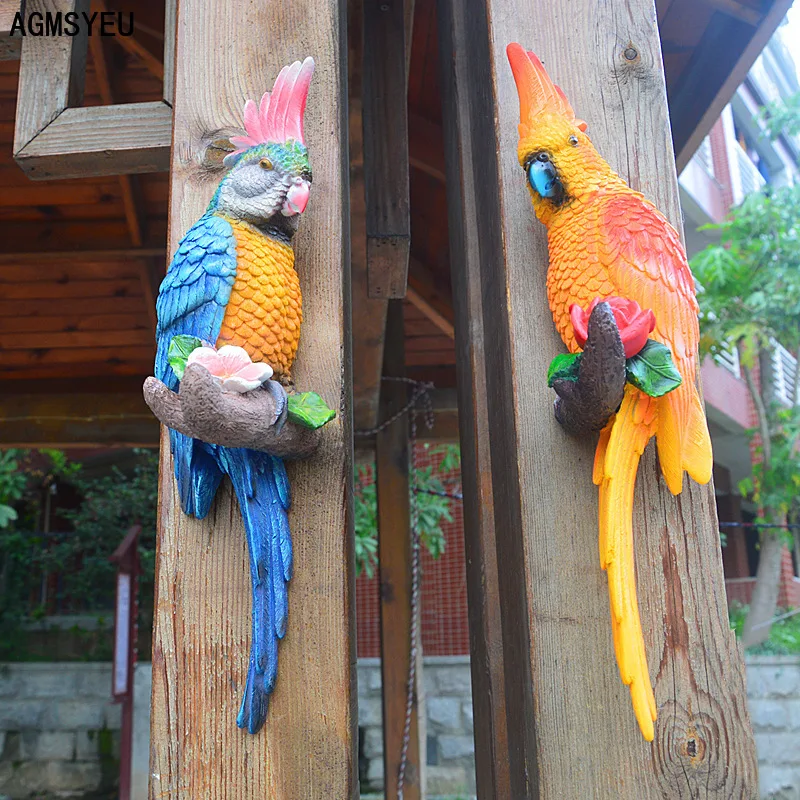 Garden decor wall hanging decorations parrot Resin crafts home gifts resin crafts fairy garden home accessories