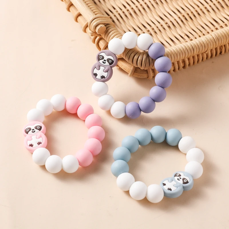 Baby Silicone Teether Ring BPA Free Food-grade Bracelets For Newborn Baby Teething Toy Adornments For Cute Wear Soft Chewing Gum image 2