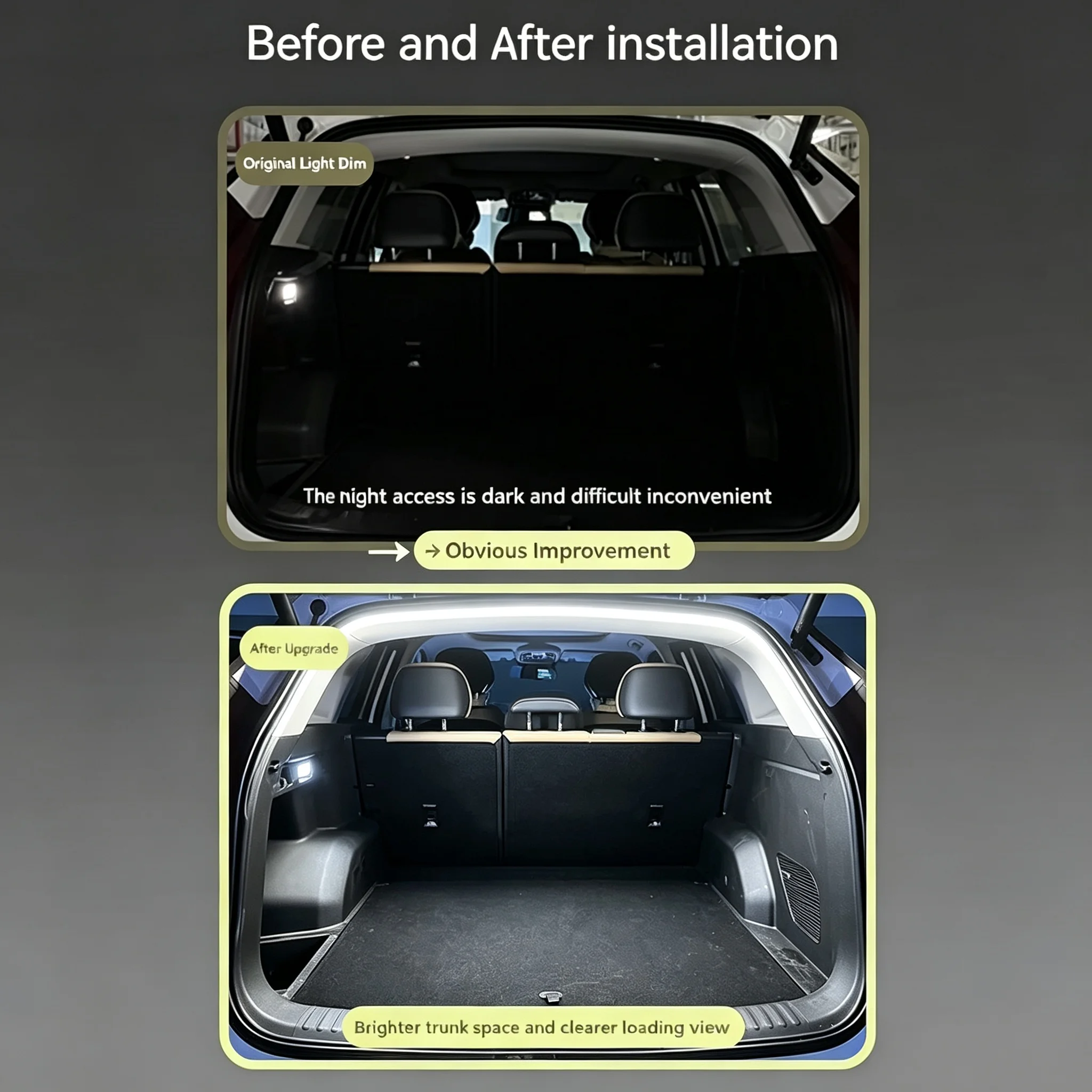 Auto Sensing LED Car Trunk Tailgate Light Strip, High Brightness Tail Box Interior Atmosphere Decor Lamp view 2