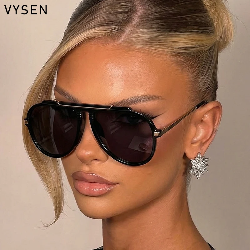 

Oversized Flat Top Pilot Sunglasses Women Black Retro Vintage Eyewear 2026 Luxury Designer Sun Glasses For Ladies Driving Shades