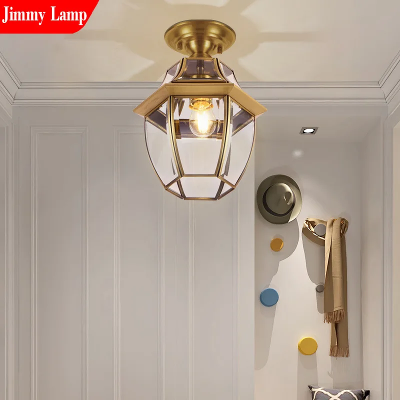 

Скандинавский современный медный подвесной светильник для коридора, светодиодный светильник для прикроватной лестницы, фон, проход, коридор, уличный внутренний декоративный светильник