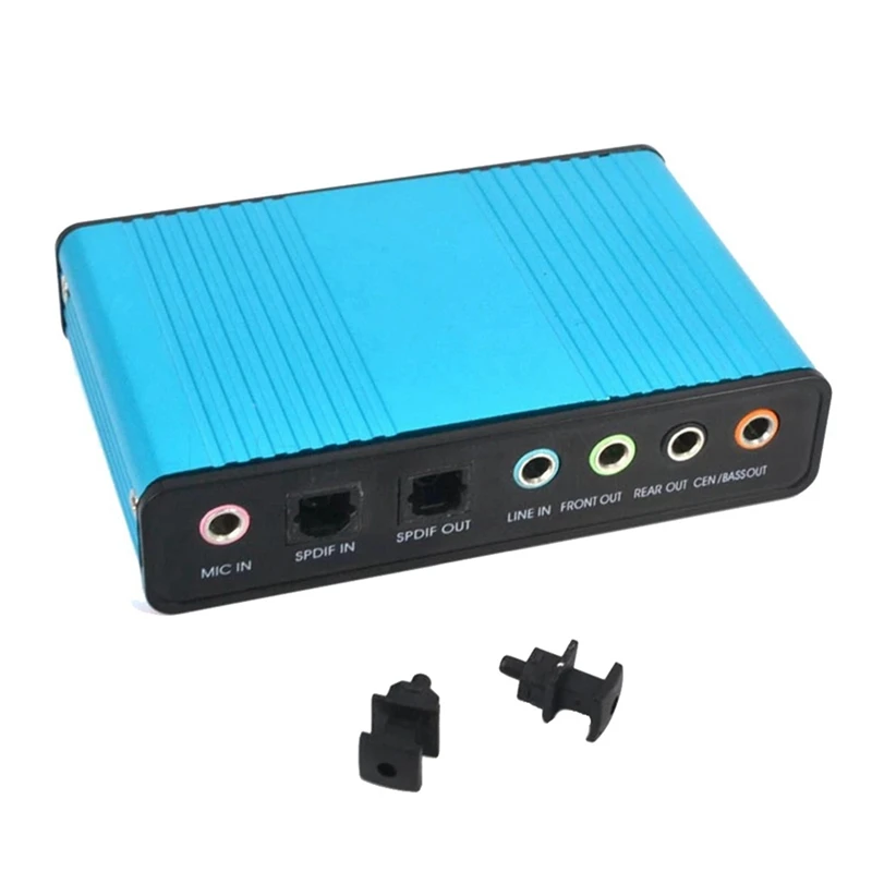 USB 6 Channel suara eksternal 5.1/7.1, kartu suara eksternal Surround PC Laptop Desktop Tablet Audio optikal Adapter mudah dipasang (biru)