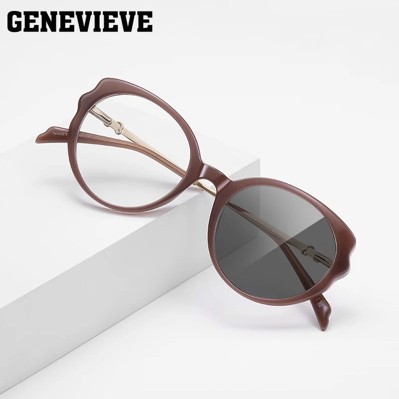

GENEVIEVE новые персонализированные круглые геометрические стильные дизайнерские очки для чтения с синим светом, фотохромные настраиваемые очки по рецепту