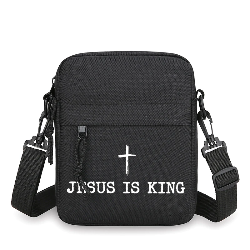 

Повседневная христианская сумка через плечо с надписью «Иисус — Царь» для мужчин и женщин, новая, с цитатами из Библии, модная, портативная, мини-сумка через плечо для мужчин