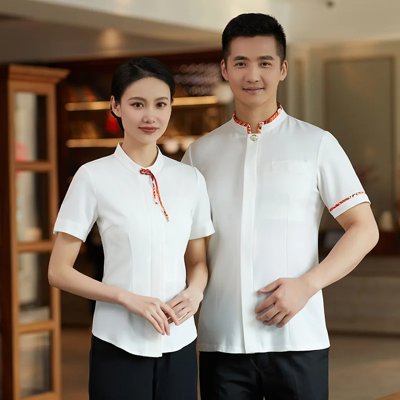 New Hotel Waiter Short Sleeve Female Western Restaurant Tea House Restaurant Hot Pot Restaurant Waiter Summer Half Sleeve Workwe