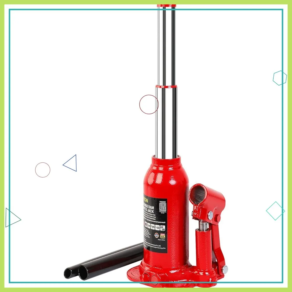 

8 Ton Double Ram Bottle Jack for Car and Truck Lifting, 16,000 lbs Capacity with Extension Screw