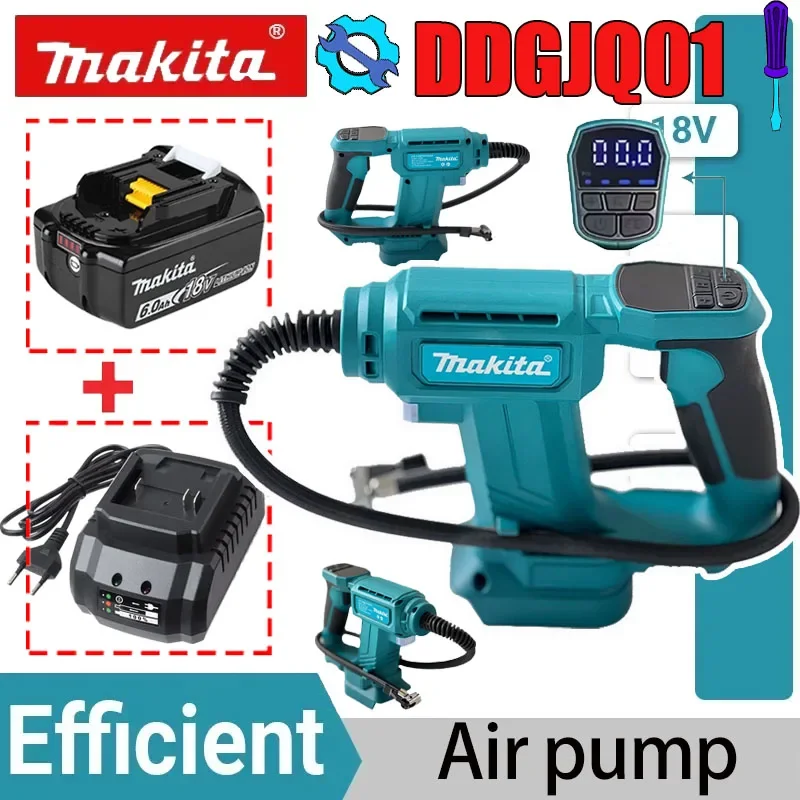 Compressor de Ar Portátil Makita Sem Fio com Display Digital e Carregador para Inflar Pneus de Carro