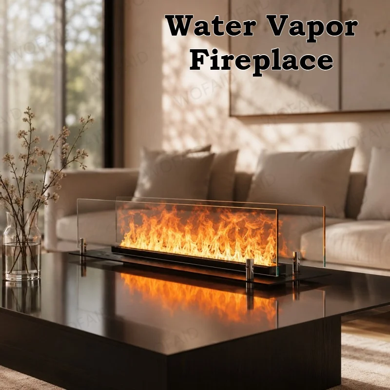 Realistic Flame Effect Water Vapor 3D LED Fireplace Humidifier, Decorative Fireplace for Living Room Decorative Flame Effect