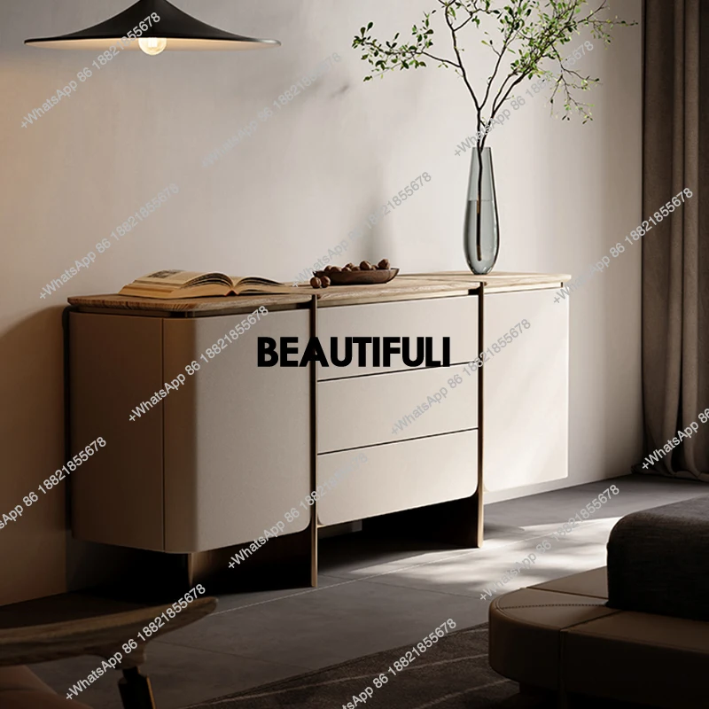 

Italian entrance style household living room walnut partition cabinet Italian storage high cabinet