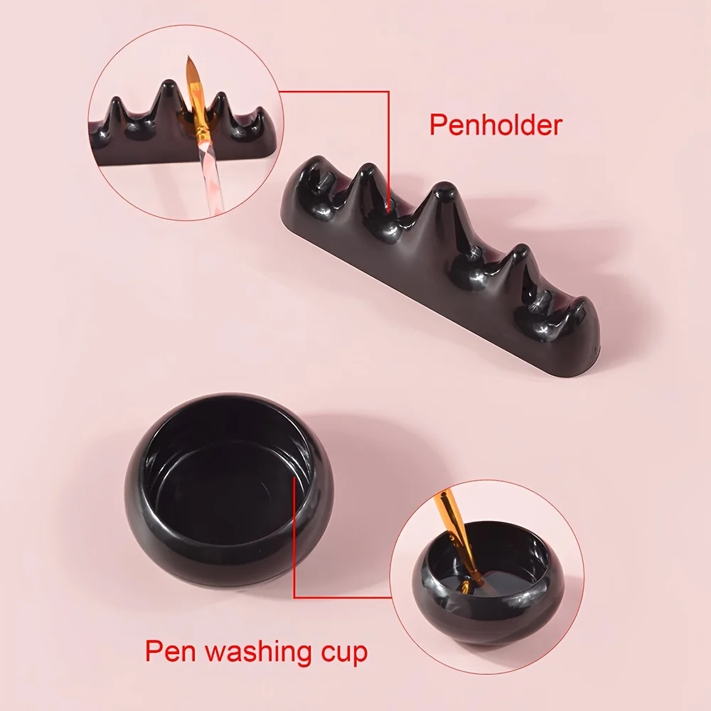 New In 1set Professional Nail Brush Washing Equipment Acrylic Liquid Powder Container Nail Cup Nail Rrush Holder Manicure Tools