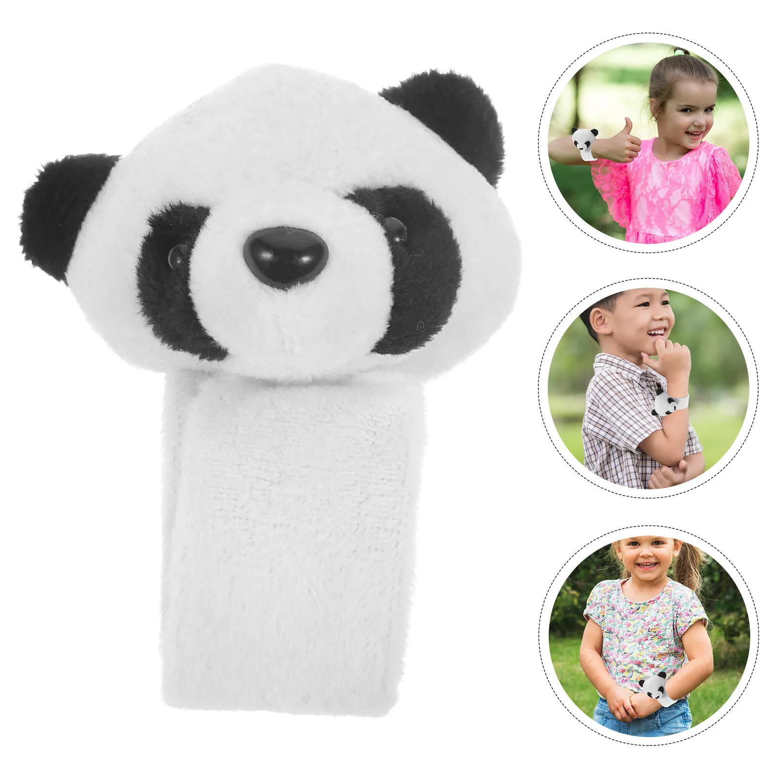 

Panda Shape Slap Bracelet Compact Light Weight Flannel Wristband for Themed Parties Birthday Jungle Animal Festivals Decorative