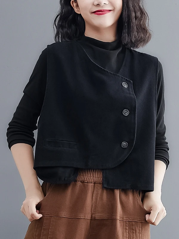 

Художественный повседневный топ в стиле ретро, универсальный топ, свободный крой, весна-осень, новый утягивающий маленький жилет для женщин