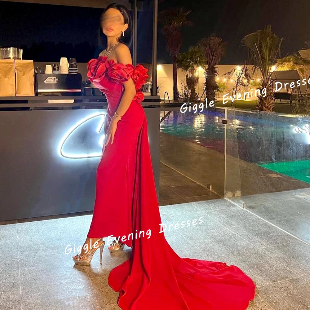 Giggle Crepe Boat-Neck Close-Fitting Elegance Prom Gown Saudi Arab Flowers Ankle-Length Evening Party Dresses for Women 2024