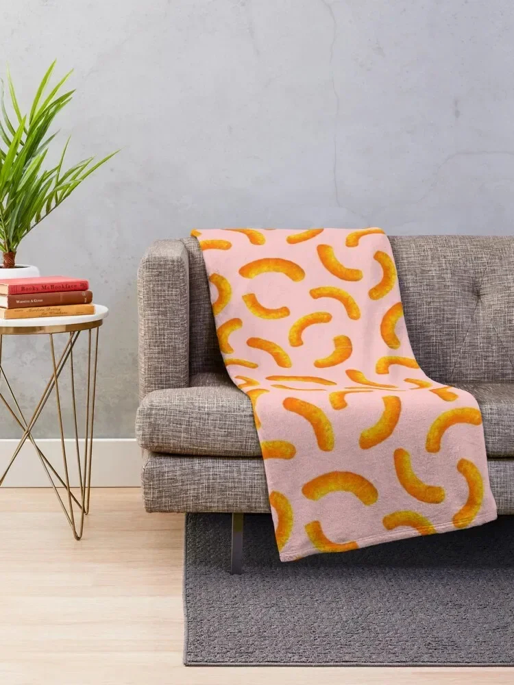 Cheese Puffs - Pink Throw Blanket Multi-Purpose Blankets Sofas Of Decoration Bed covers Blankets