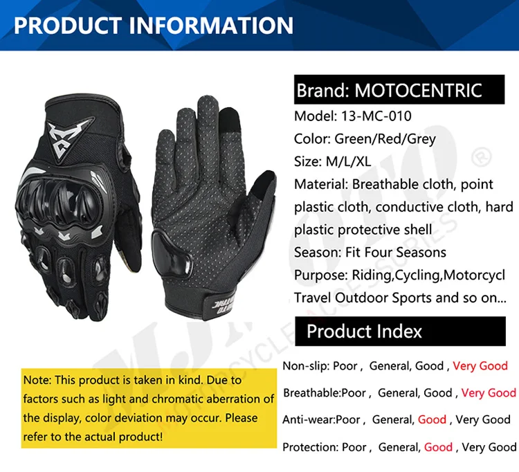 Summer Men\'s Motorbike Riding Gloves Touchscreen Motorcycle Gloves Mesh Brearthable Motocross Gloves Anti-slip Wear-resistant