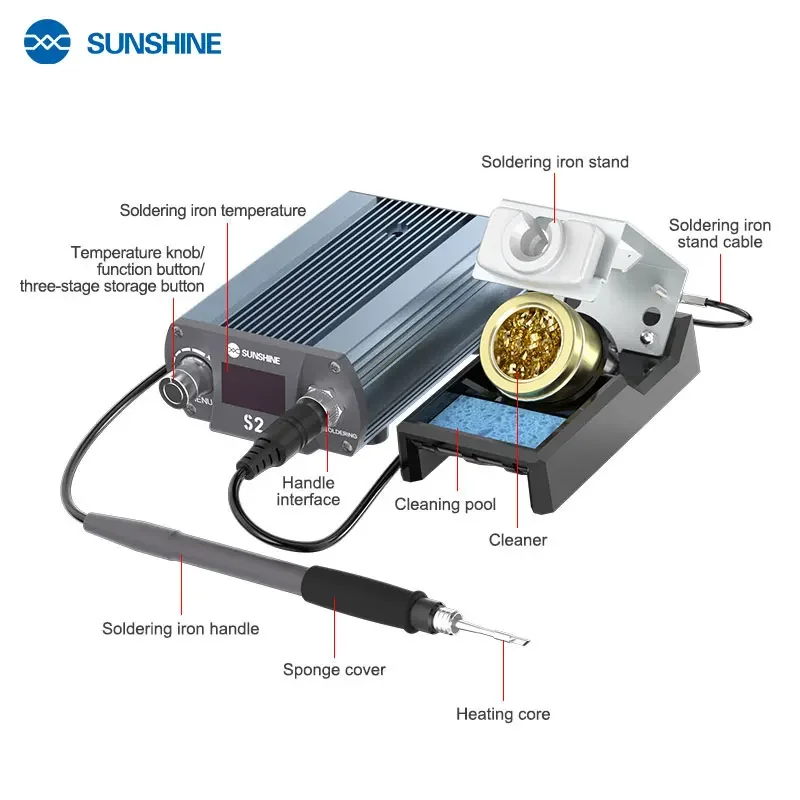 SUNSHINE S2 High Precision Soldering Station For C210 Series Soldering iron Tips Motherboard PCB Welding Repair Machine