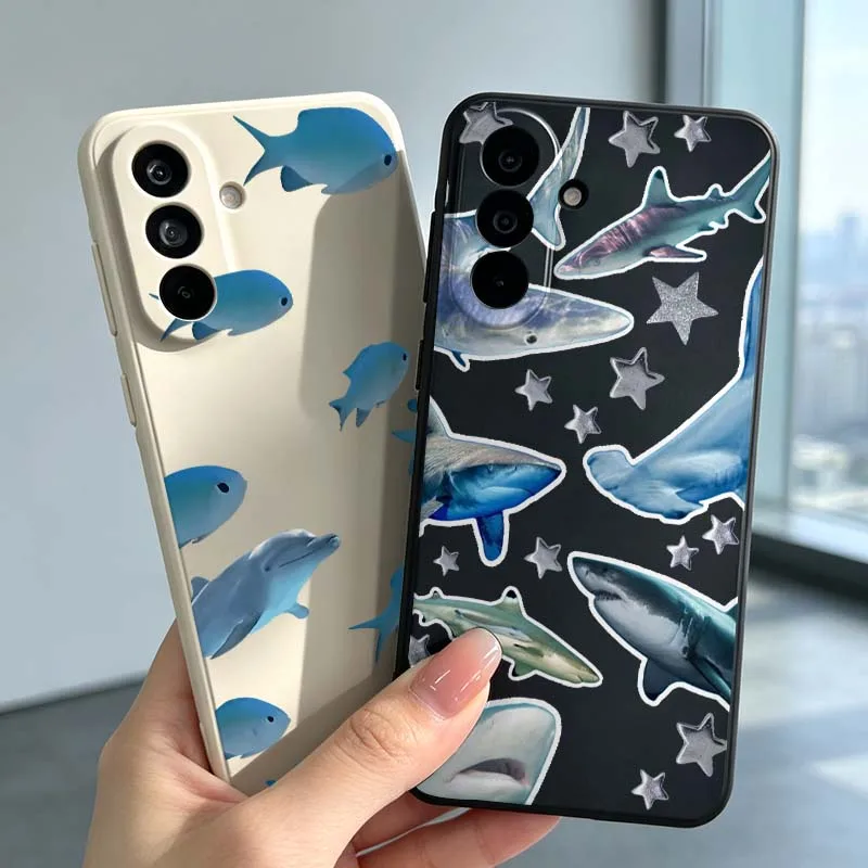 Cartoon Shark Star Pattern For Samsung Galaxy A73 A72 A71 A70 A60 A56 A55 A54 A53 A52 A52S A51 A50 A42 A41 Phone case Cover