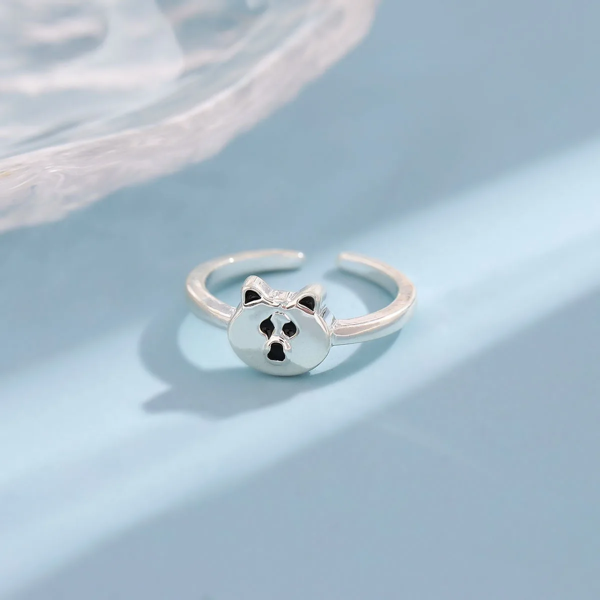 Cute Animal 925 Sterling Silver Bear Opening Ring, Sweet Gift