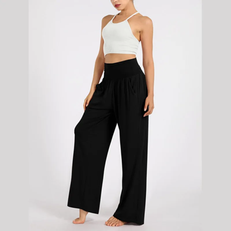

Yoga Wide-leg Pants Training Pants Soft Waxy High Elastic Skin-friendly Breathable Light Dance Casual Pants Women