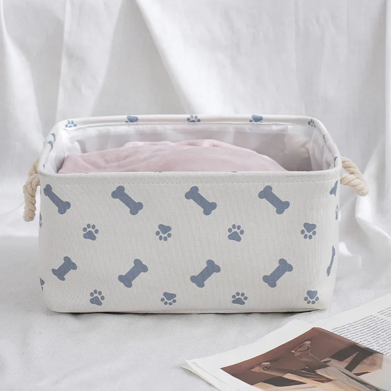 Fabric Storage Basket Home Clothes Toys Sundries Storage Box Foldable Canvas Open Storage With Handle Home Organization