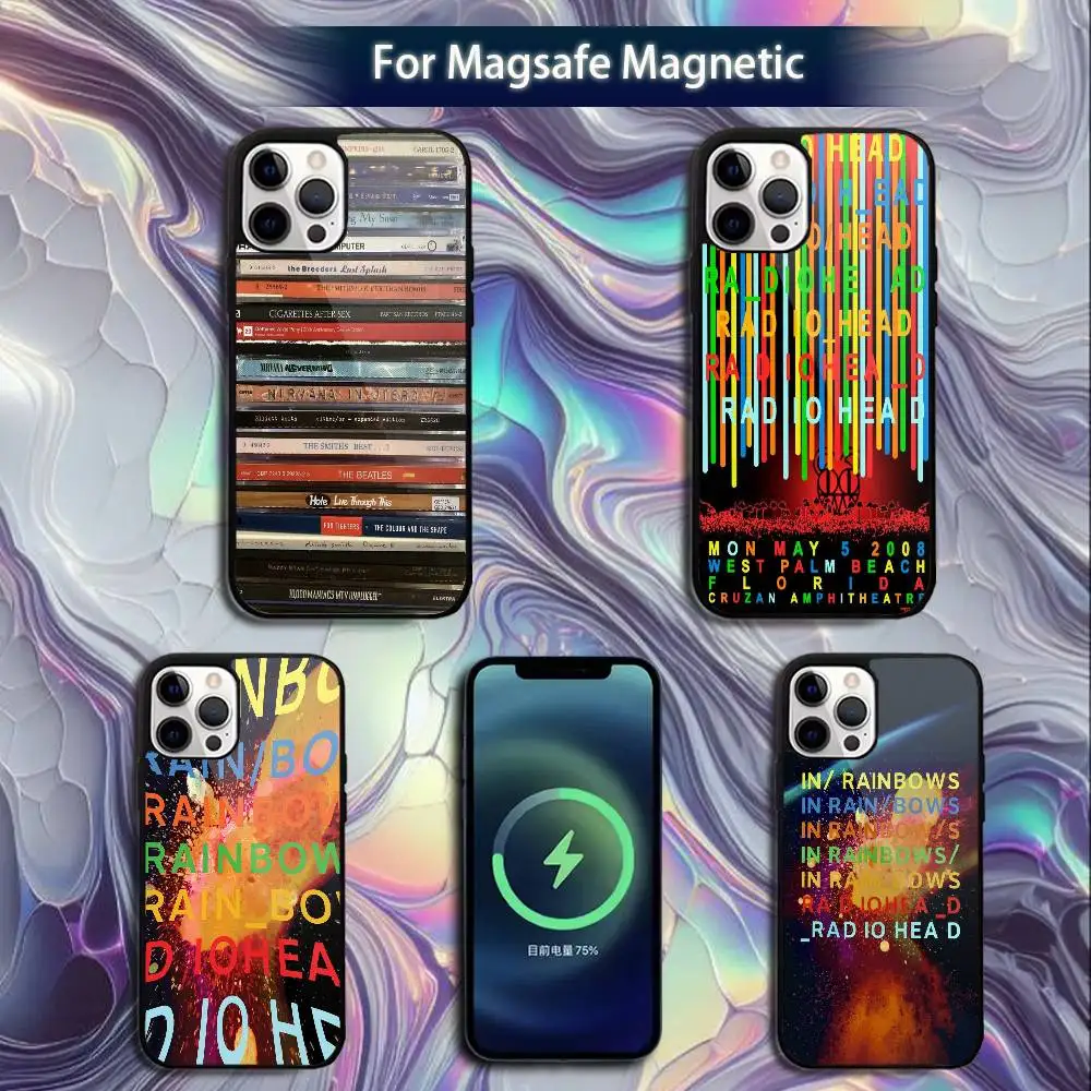 

R-Radiohead Band Rainbow Phone Case For iPhone 16e,16,15,14,13,12,11,Plus,Pro,Max,Mini Magsafe Magnetic Wireless Charging
