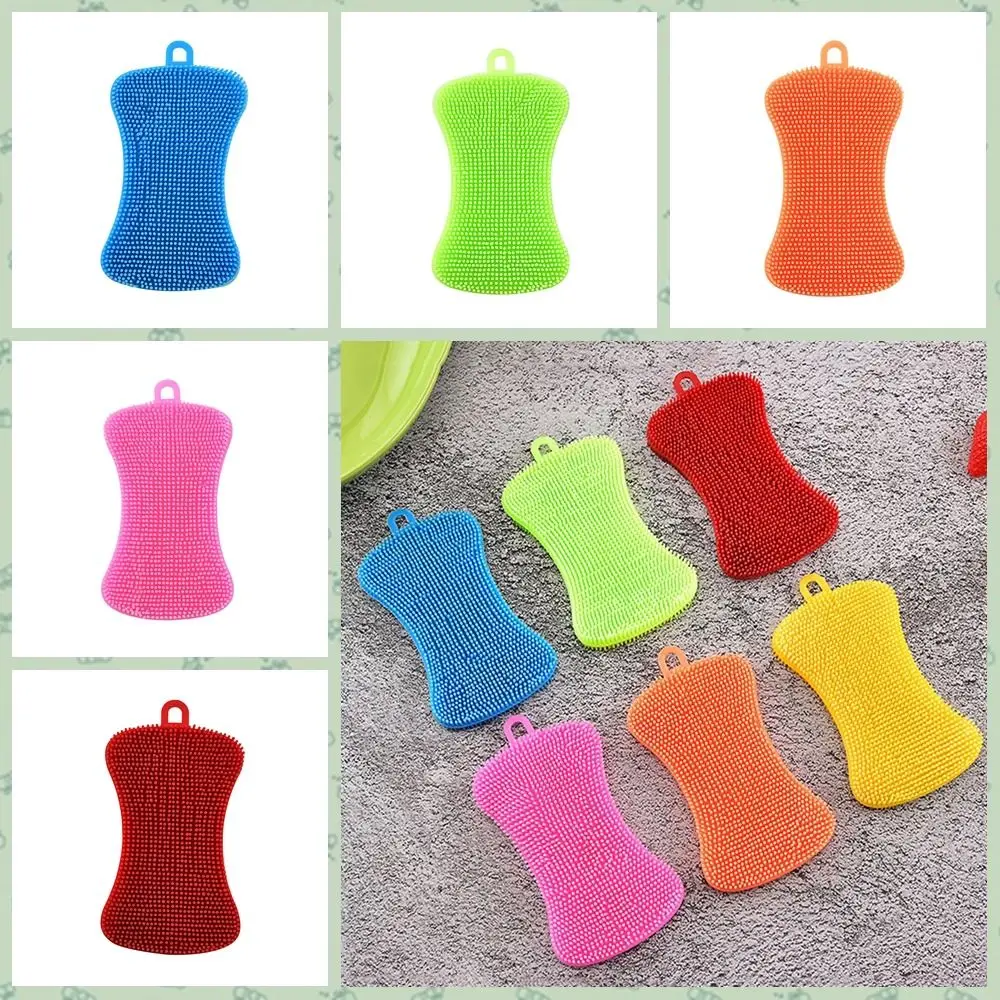 

Cleaning Tool Double Sided Silicone Dishwashing Brush Soft Flexible Pot Pan Sponge Scrubber Reusable Cleaning Brush Kitchen