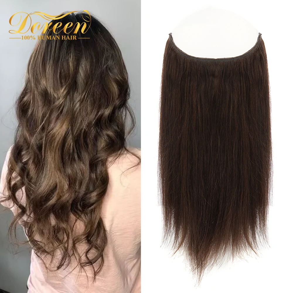 

Doreen 100 120g Brazilian Hair Machine Remy Human Hair Clip In One Piece Hair Extensions with Adjustable Fish wire 5 clips hair