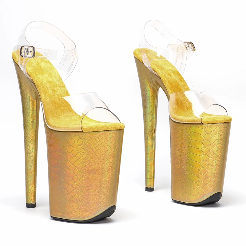 Leecabe 23CM/9inches PVC Upper Fashion Trend Snake  Platform Sexy  High Heels Sandals Pole Dance Shoes