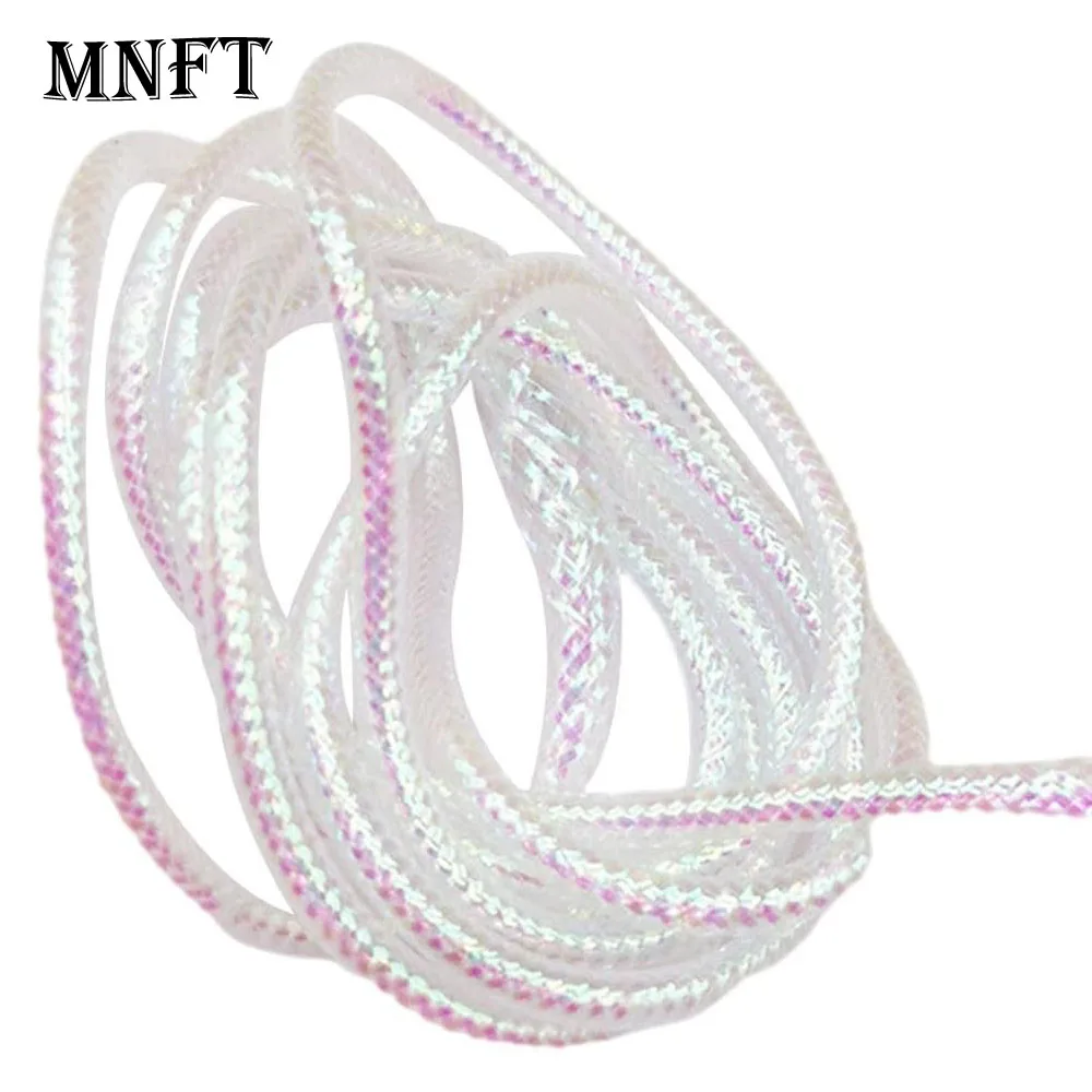 MNFT 4M geflochtener Mylar-Schlauch, 2/4/6/8 mm perlmuttartige Fliegenbindematerialien, geflochtene runde holografische Kordel, DIY-Werkzeug zum Angeln im Freien