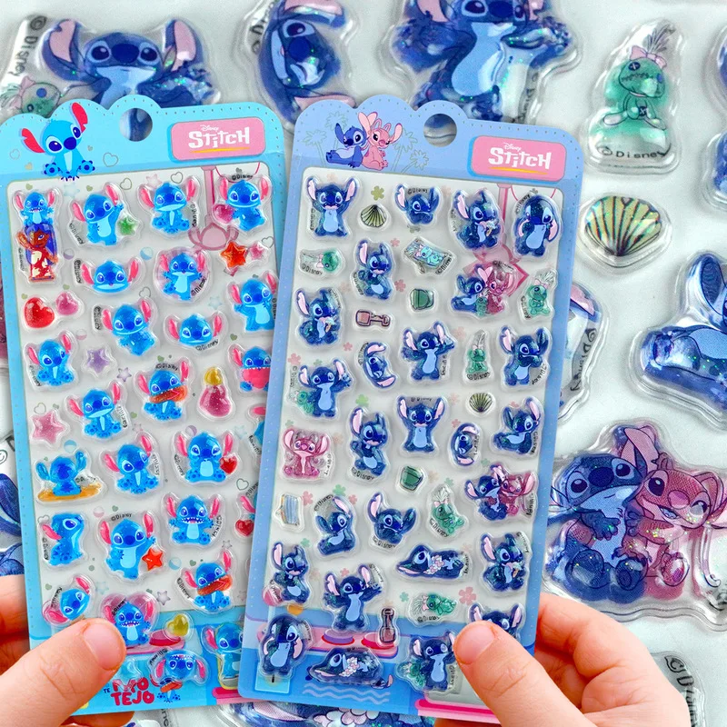 

1/2pcs Disney Stitch 3d Embossed Stickers Cute Crystal Diy Mobile Phone Case Student Account Decoration Stickers Stationery Gift