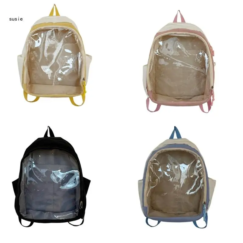 

X7YA Stylish Clear School Bag Japanese Backpack Quality PVC Daypack for Everyday Use Fashion Large Capacity Book Bags