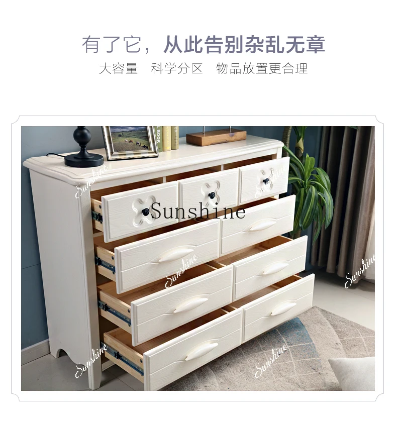 

Solid wood master bedroom simple modern nine-bucket cabinet, drawer storage, living room entrance small cabinet TF