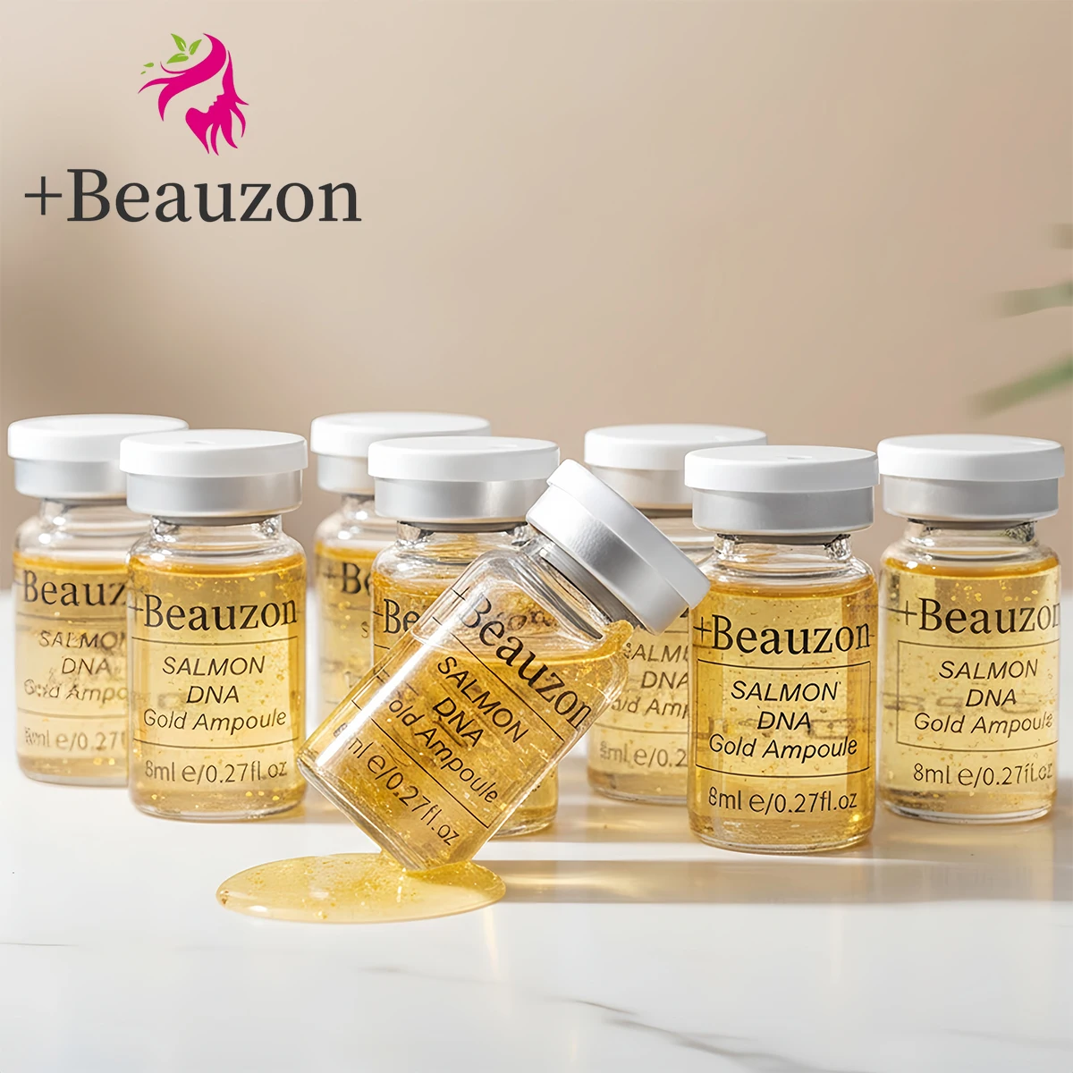 Ampolla de ADN de Salmón Original Beauzon de 8 ml, Kit Natural de Suero para el Cuidado Facial, Hidratante para Microagujas de 0.25 mm
