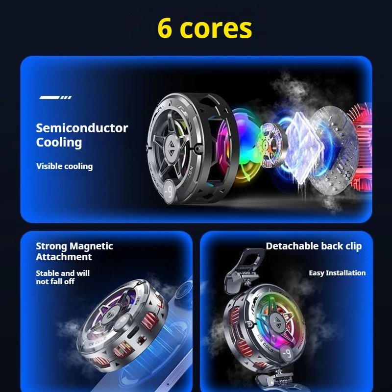 مبرد هاتف K20 مغناطيسي لأشباه الموصلات مع شاشة رقمية وأضواء RGB للألعاب سريعة الحرارة وتبريد قوي #3