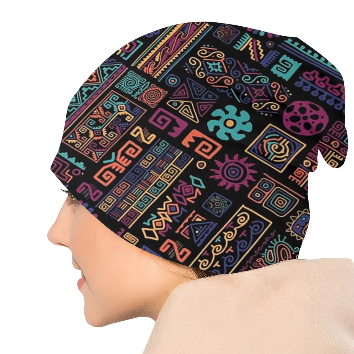 African Ethnic Tribal Art Pattern Bonnet Femme Cool Knit Hat For Men Women Autumn Winter Warm Africa Ankara Print Beanies Caps