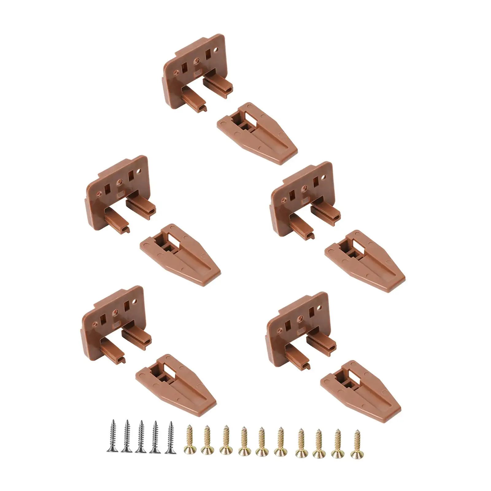 5 Pieces Drawer Slides Track Guide with Nails Mount Plastic,Brown Drawer