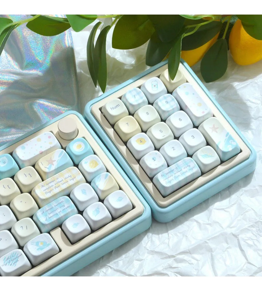 moa-レモンサマー-キーキャップ-pbt-ホットサブリメーション-ミルクブルー-イエロー-キュートガール-メカニカルキーボード-ユニバーサル