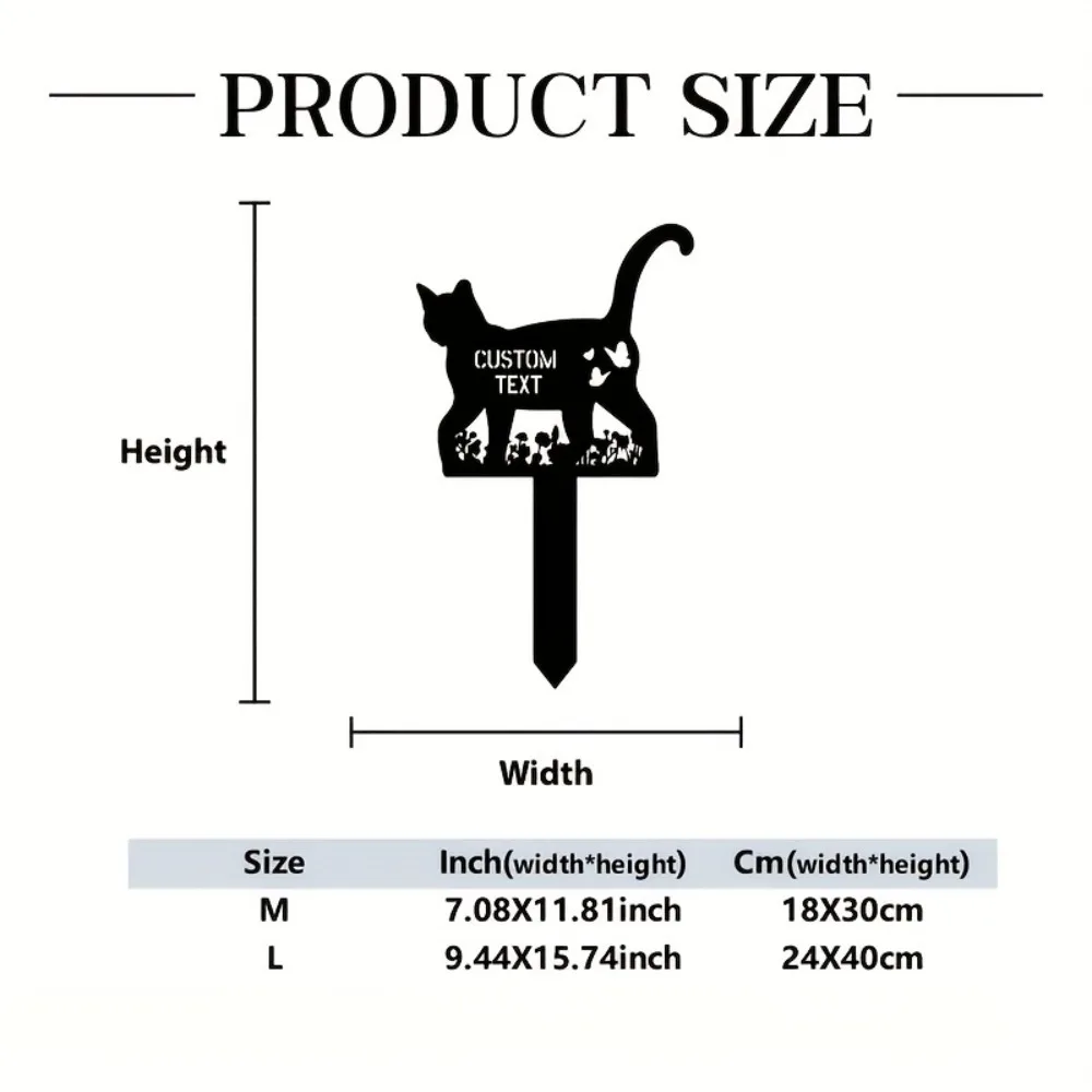 2D Flat Custom Cat Silhouette Wrought Iron Garden Stake Personalized Name Outdoor Decor Gift For Cat Lovers - view 5